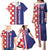 Croatia Hrvatska Checkerboard Half Style Family Matching Puletasi and Hawaiian Shirt