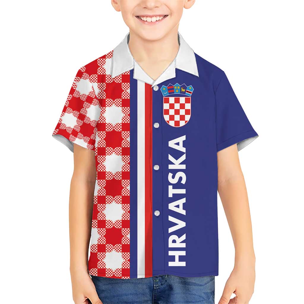 Croatia Hrvatska Checkerboard Half Style Kid Hawaiian Shirt