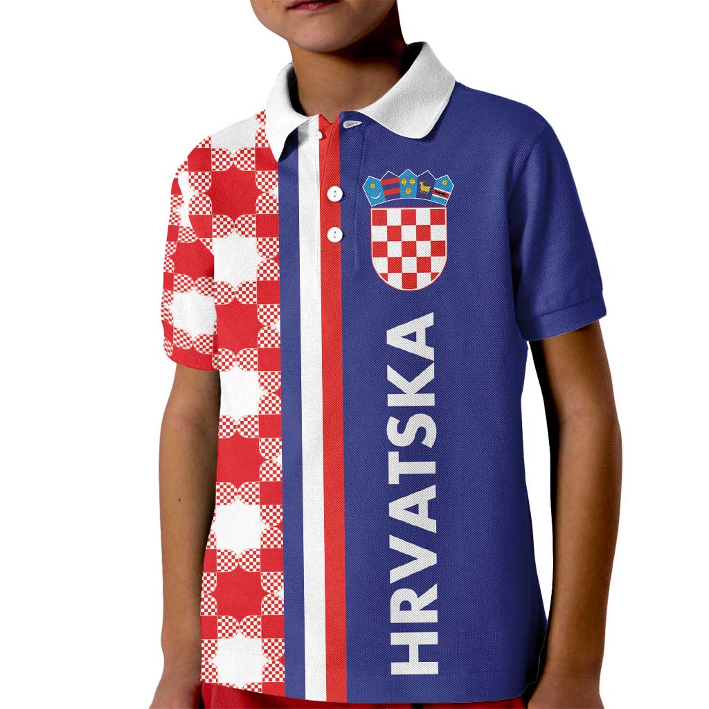 Croatia Hrvatska Checkerboard Half Style Kid Polo Shirt