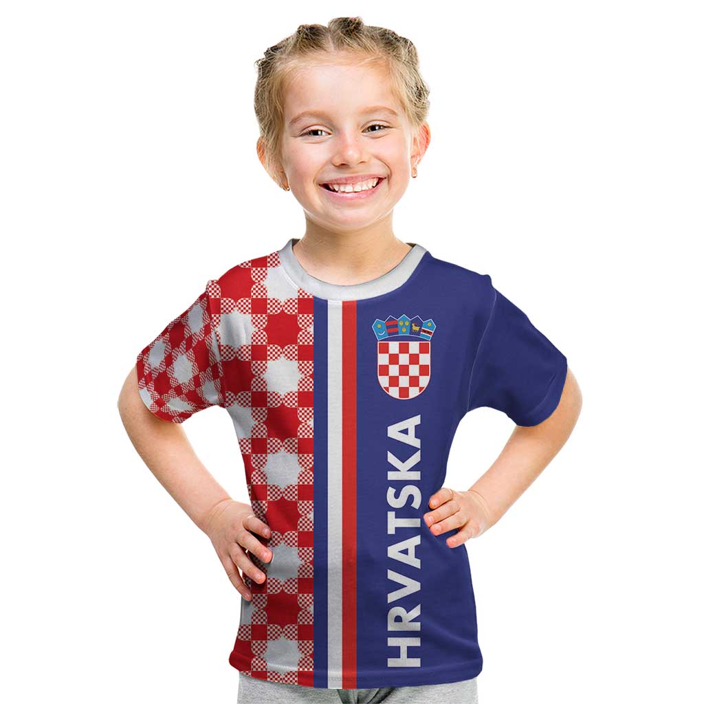 Croatia Hrvatska Checkerboard Half Style Kid T Shirt