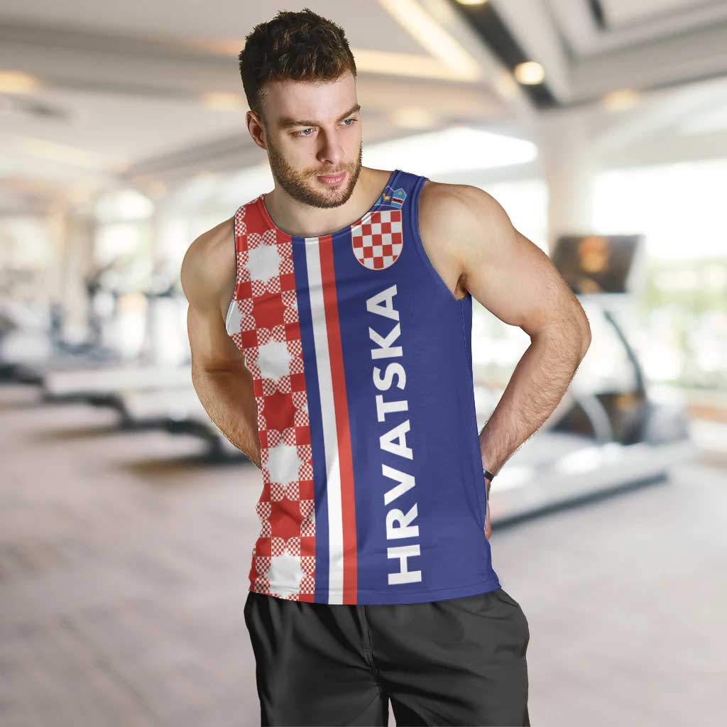 Croatia Hrvatska Checkerboard Half Style Men Tank Top