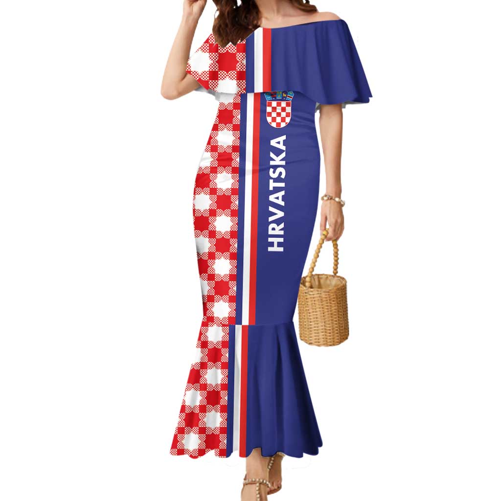 Croatia Hrvatska Checkerboard Half Style Mermaid Dress