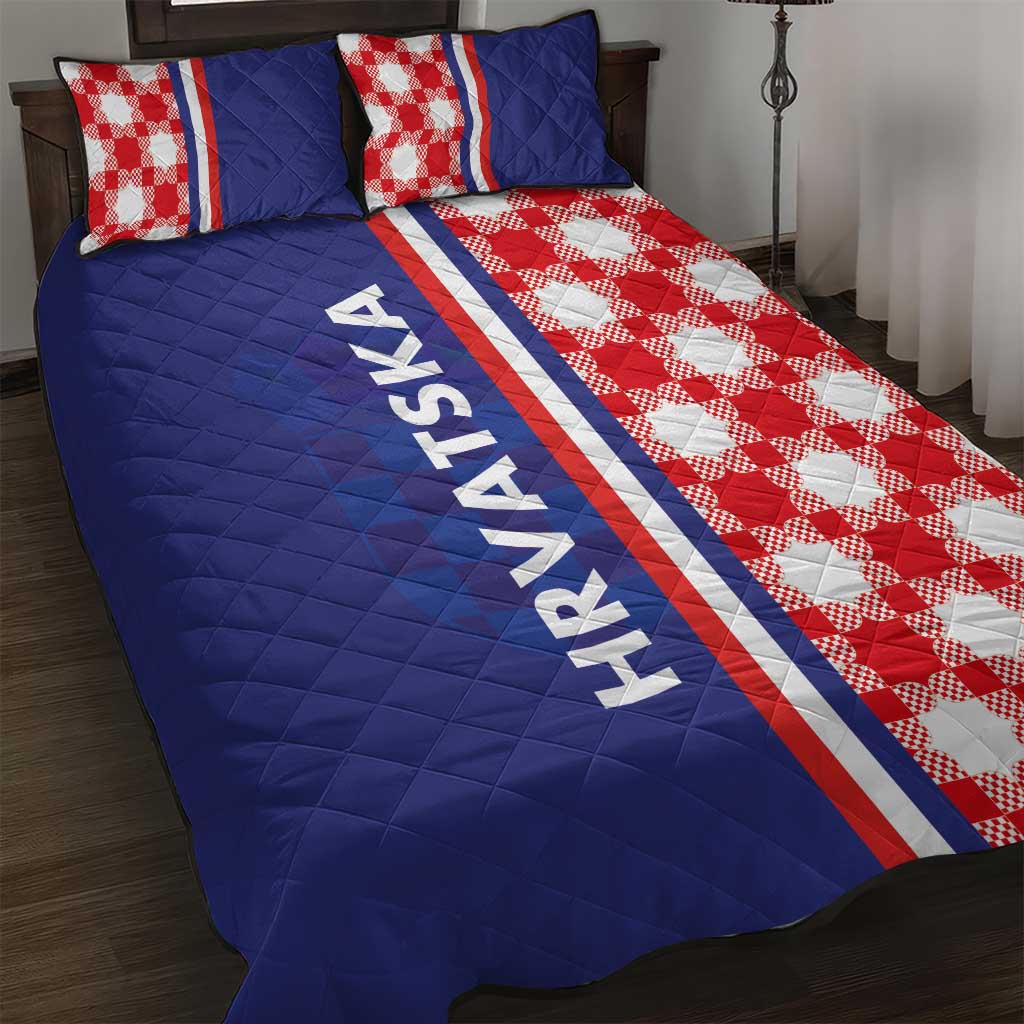 Croatia Hrvatska Checkerboard Half Style Quilt Bed Set - Wonder Print Shop