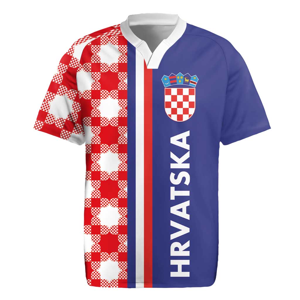 Croatia Hrvatska Checkerboard Half Style Rugby Jersey - Wonder Print Shop