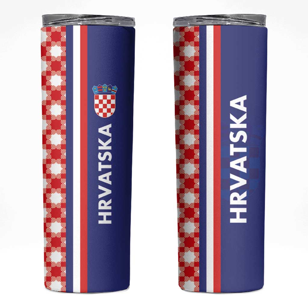 Croatia Hrvatska Checkerboard Half Style Skinny Tumbler - Wonder Print Shop