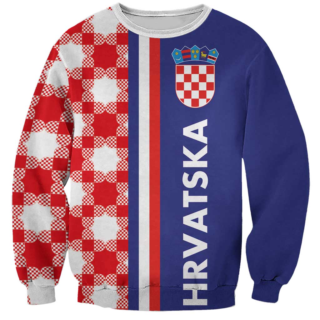 Croatia Hrvatska Checkerboard Half Style Sweatshirt - Wonder Print Shop