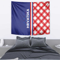 Croatia wall tapestry with blue panel, HRVATSKA text, and red-white checkerboard right panel
