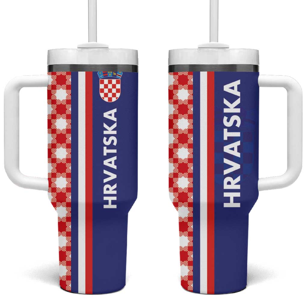 Croatia Hrvatska Checkerboard Half Style Tumbler With Handle - Wonder Print Shop