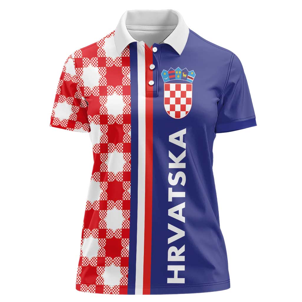 Croatia Hrvatska Checkerboard Half Style Women Polo Shirt - Wonder Print Shop