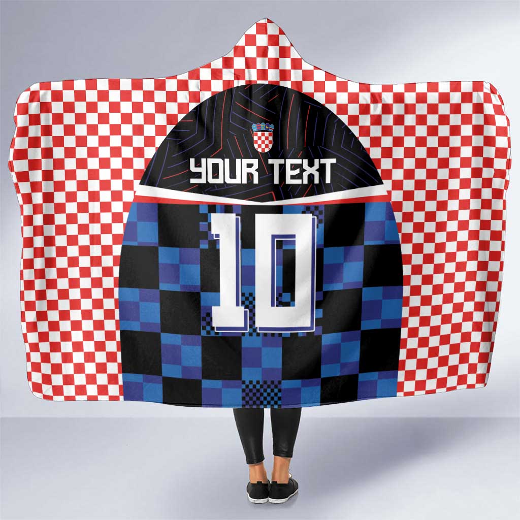 Custom Croatia Kockasti Football Jersey Hooded Blanket