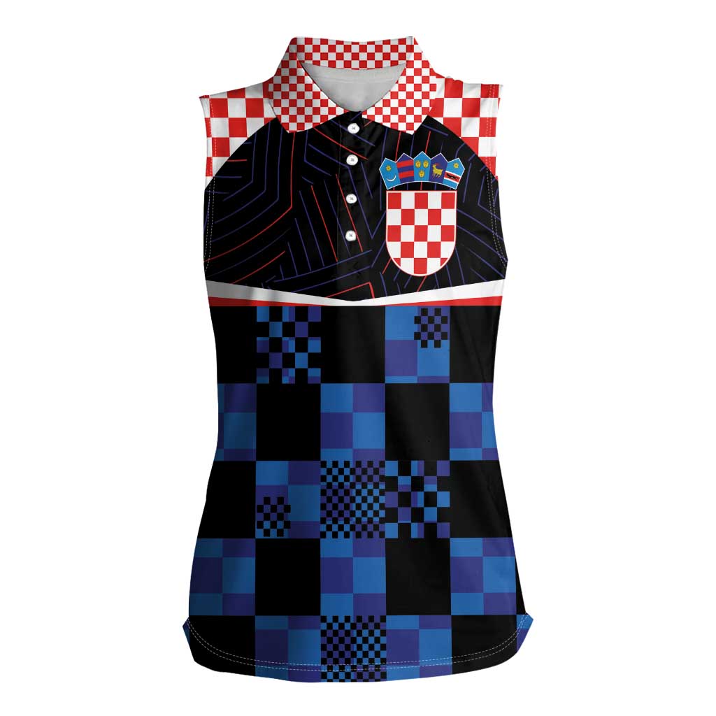 Custom Croatia Kockasti Football Jersey Women Sleeveless Polo Shirt - Wonder Print Shop