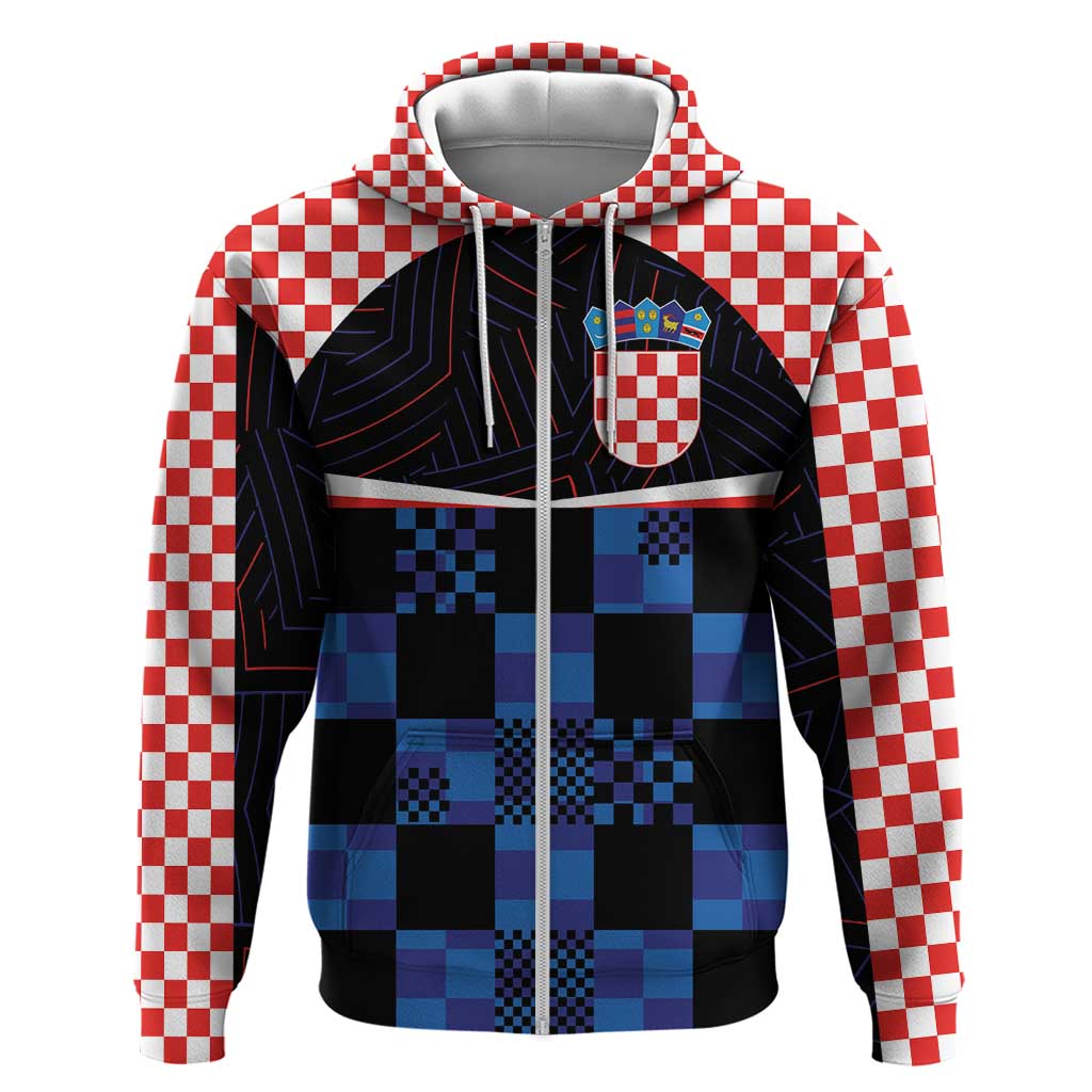 Custom Croatia Kockasti Football Jersey Zip Hoodie - Wonder Print Shop