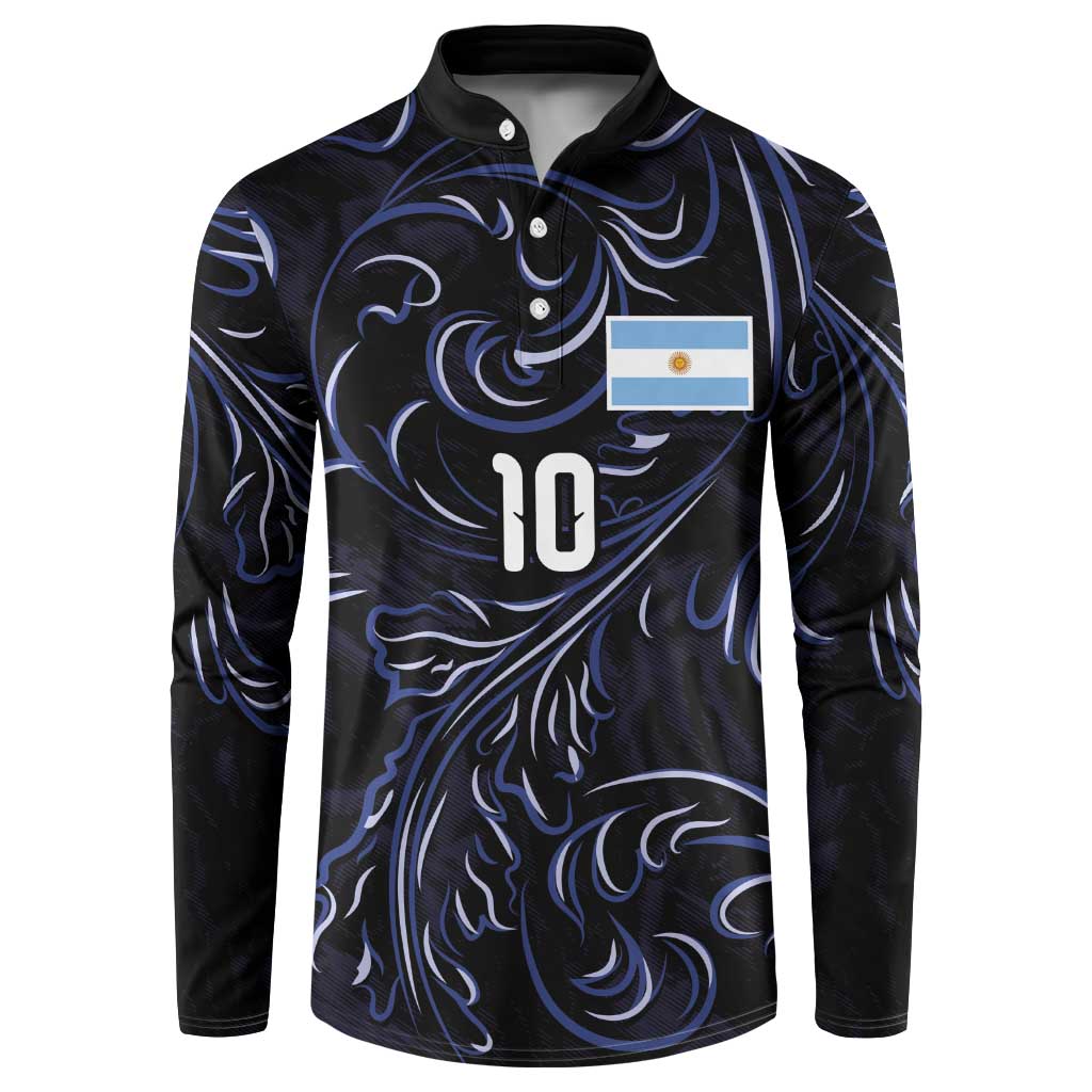 Custom Argentina Football Button Sweatshirt Artistic Pattern-Paintings Inspired Black Color - Wonder Print Shop
