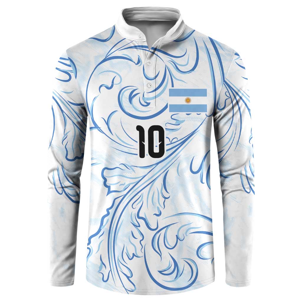 Custom Argentina Football Button Sweatshirt Artistic Pattern-Paintings Inspired White Color - Wonder Print Shop