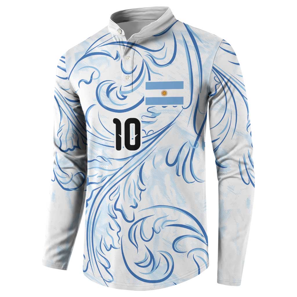 Custom Argentina Football Button Sweatshirt Artistic Pattern-Paintings Inspired White Color - Wonder Print Shop