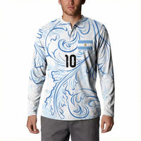 Custom Argentina Football Button Sweatshirt Artistic Pattern-Paintings Inspired White Color - Wonder Print Shop