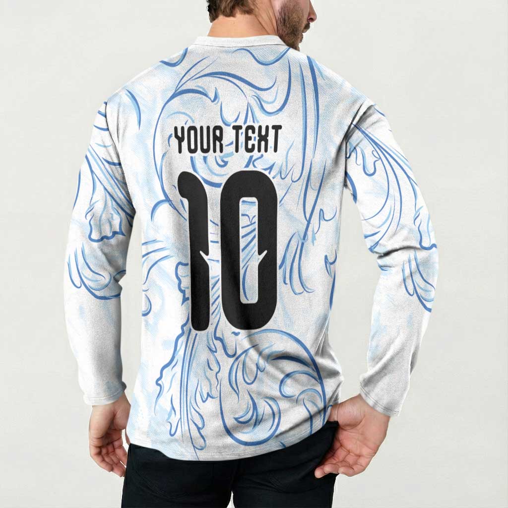 Custom Argentina Football Button Sweatshirt Artistic Pattern-Paintings Inspired White Color - Wonder Print Shop
