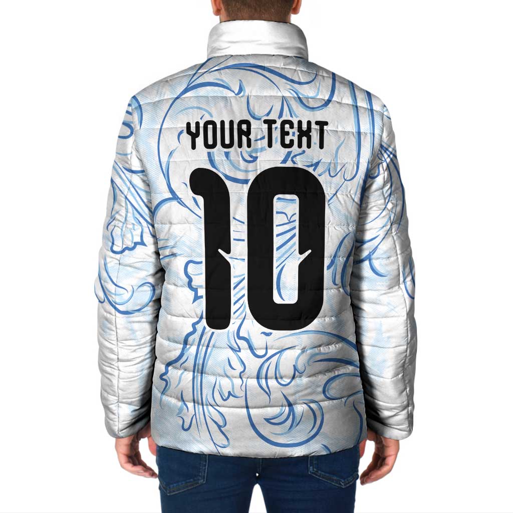 Custom Argentina Football Padded Jacket Artistic Pattern-Paintings Inspired White Color - Wonder Print Shop