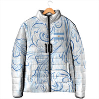 Custom Argentina Football Padded Jacket Artistic Pattern-Paintings Inspired White Color - Wonder Print Shop