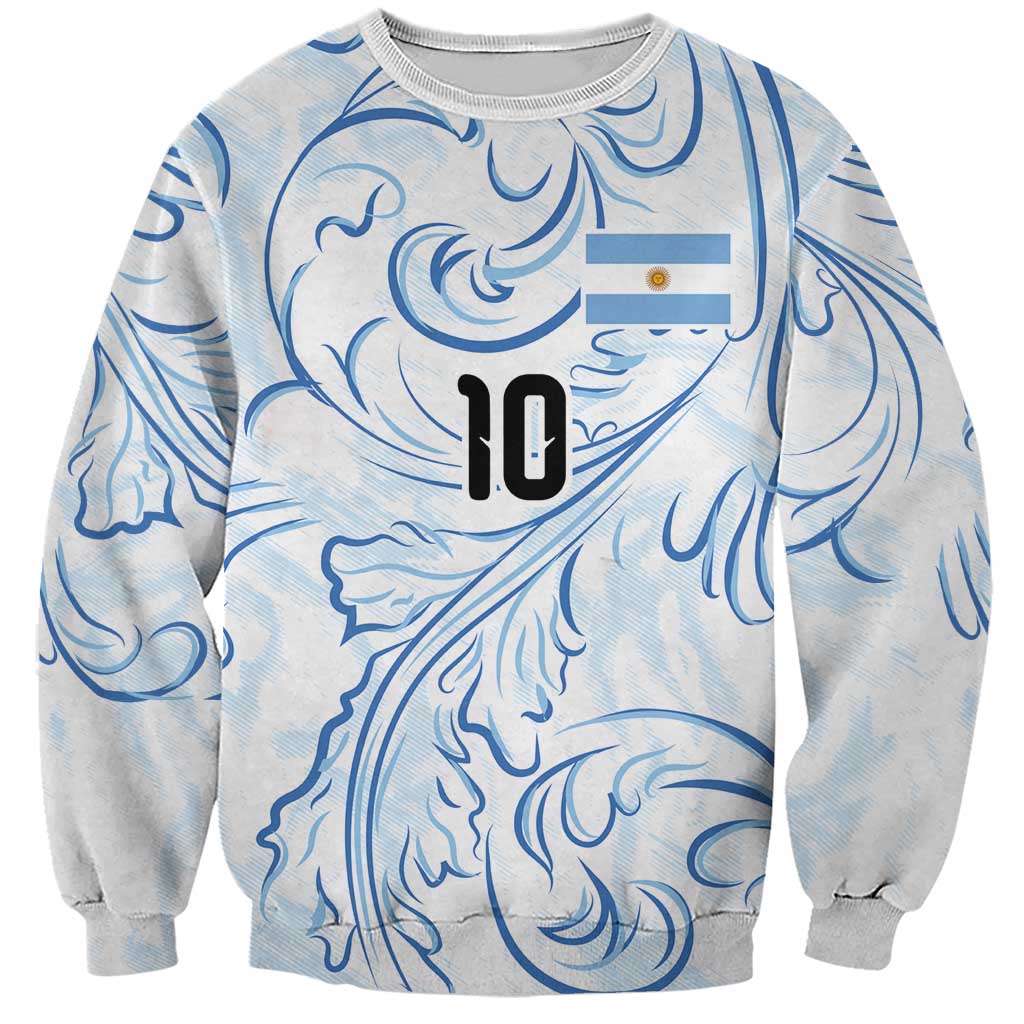 Custom Argentina Football Sweatshirt Artistic Pattern-Paintings Inspired White Color - Wonder Print Shop