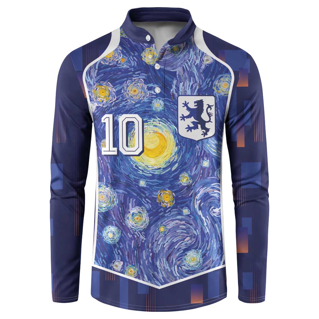 Custom Netherlands Football Button Sweatshirt Starry Night Inspired-Sporty Style - Wonder Print Shop