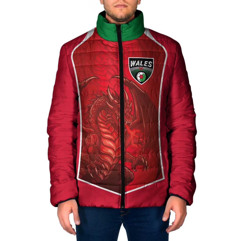 Custom Wales Football Padded Jacket The Dragons Sporty Style - Wonder Print Shop