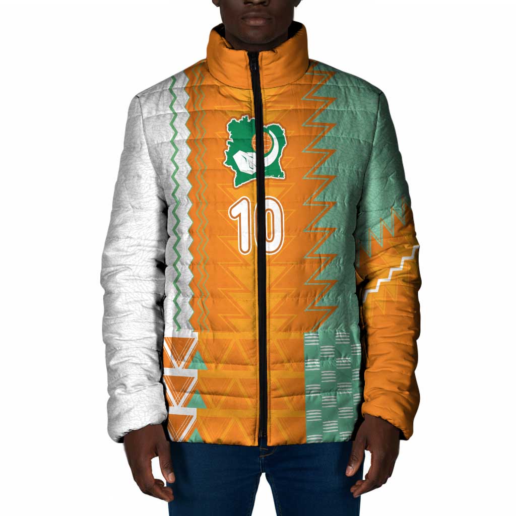 Custom Ivory Coast Football Padded Jacket Côte d'Ivoire-Tribal Sporty Style - Wonder Print Shop