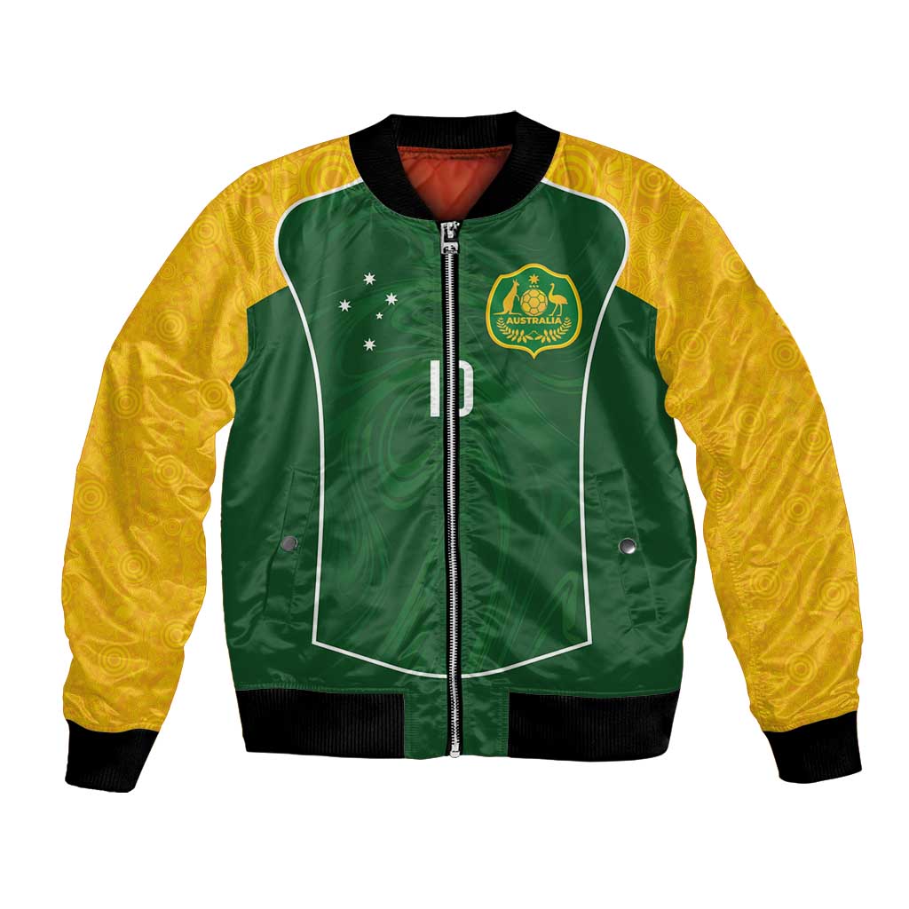 Custom Australia Football Bomber Jacket Aboriginal Pattern Sporty Style-Green Color - Wonder Print Shop