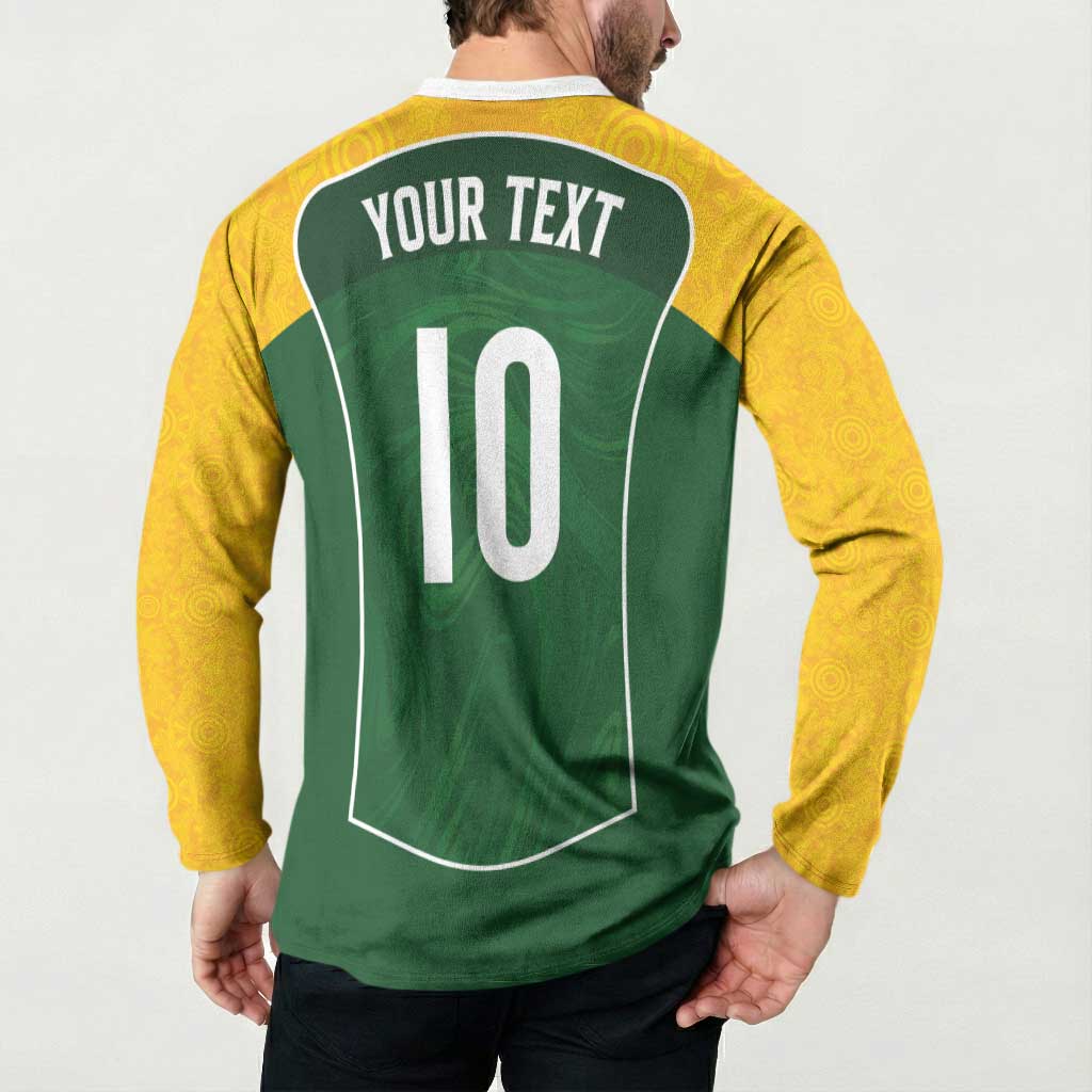 Custom Australia Football Button Sweatshirt Aboriginal Pattern Sporty Style-Green Color - Wonder Print Shop