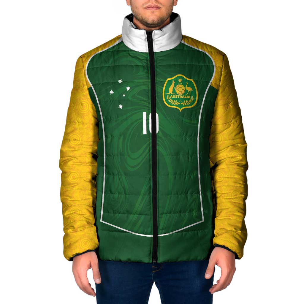 Custom Australia Football Padded Jacket Aboriginal Pattern Sporty Style-Green Color - Wonder Print Shop