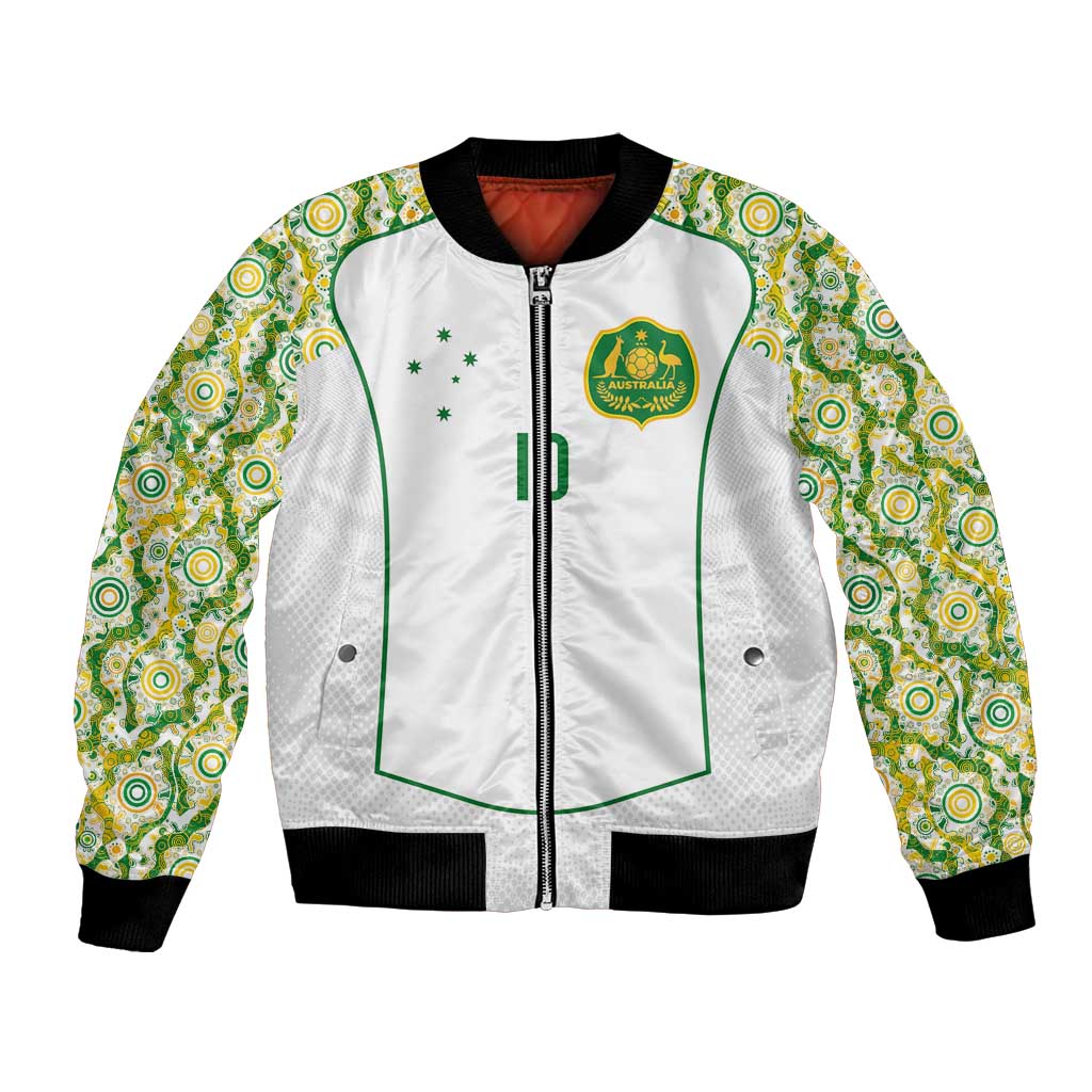 Custom Australia Football Bomber Jacket Aboriginal Pattern Sporty Style-White Color - Wonder Print Shop