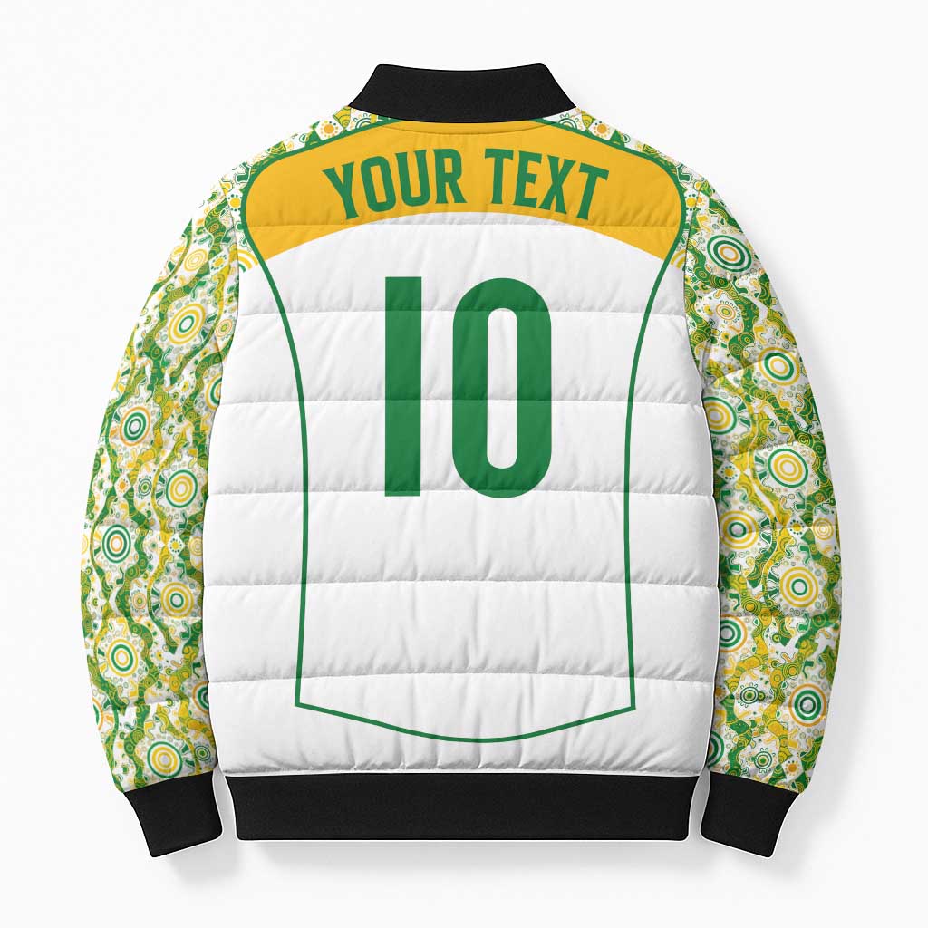 Custom Australia Football Bomber Puffer Jacket Aboriginal Pattern Sporty Style-White Color - Wonder Print Shop