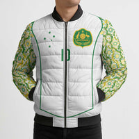 Custom Australia Football Bomber Puffer Jacket Aboriginal Pattern Sporty Style-White Color - Wonder Print Shop