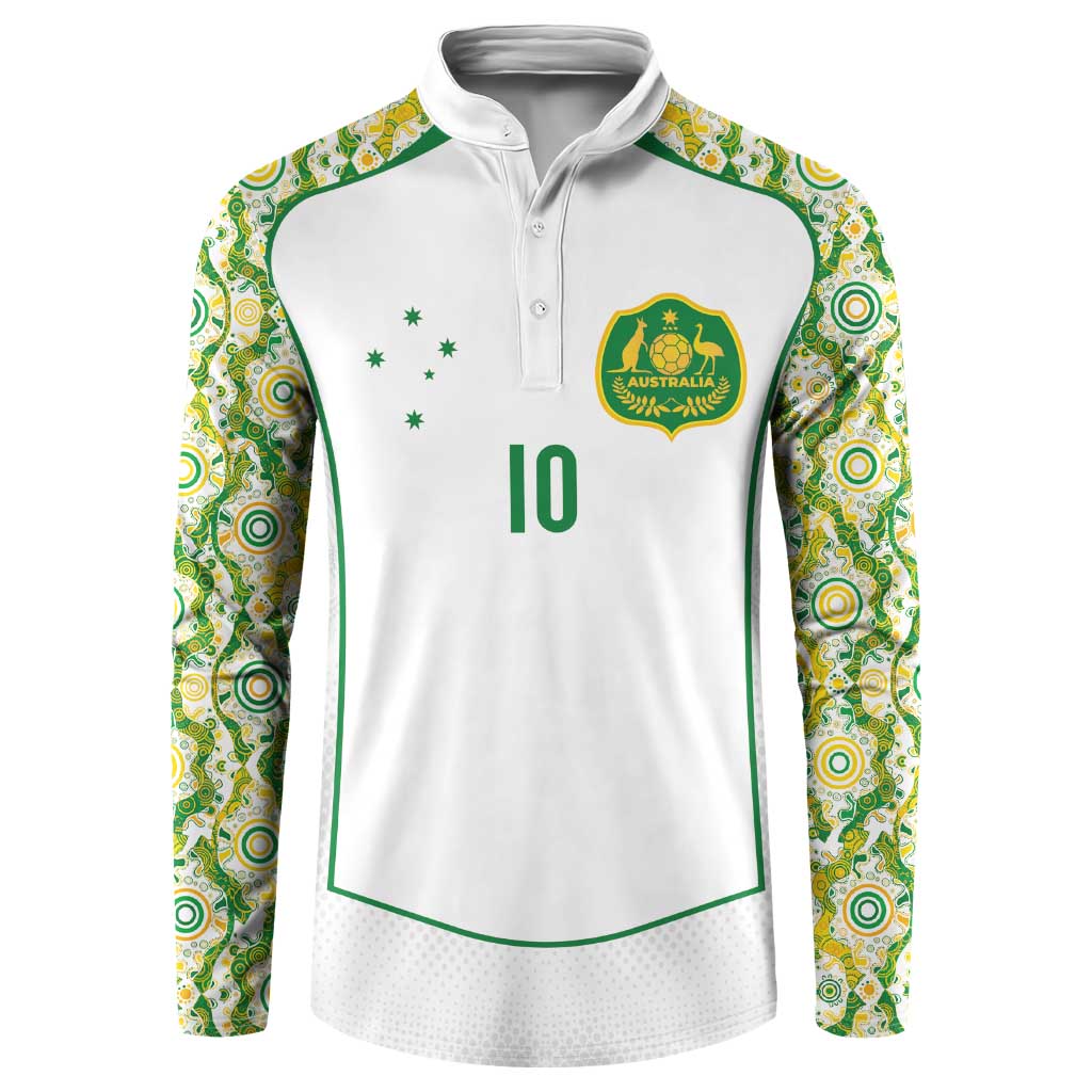 Custom Australia Football Button Sweatshirt Aboriginal Pattern Sporty Style-White Color - Wonder Print Shop