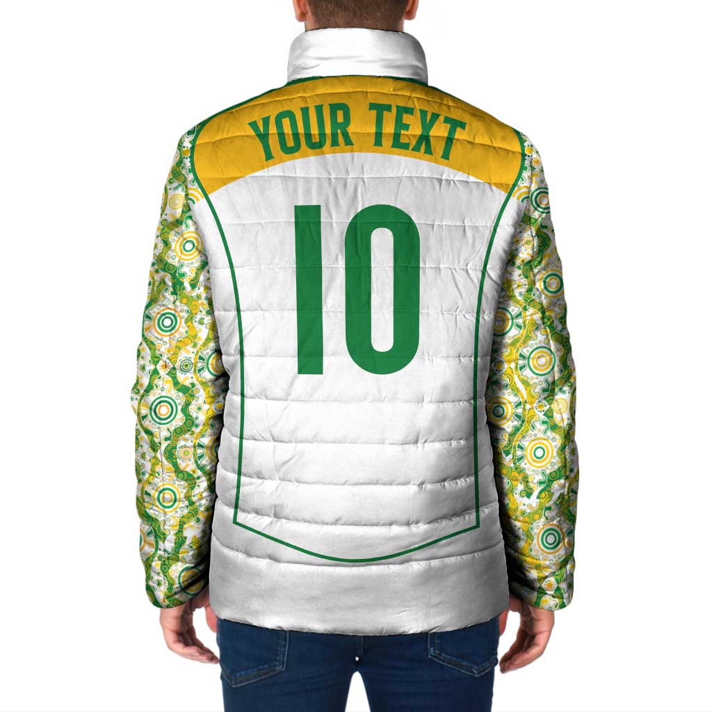 Custom Australia Football Padded Jacket Aboriginal Pattern Sporty Style-White Color - Wonder Print Shop
