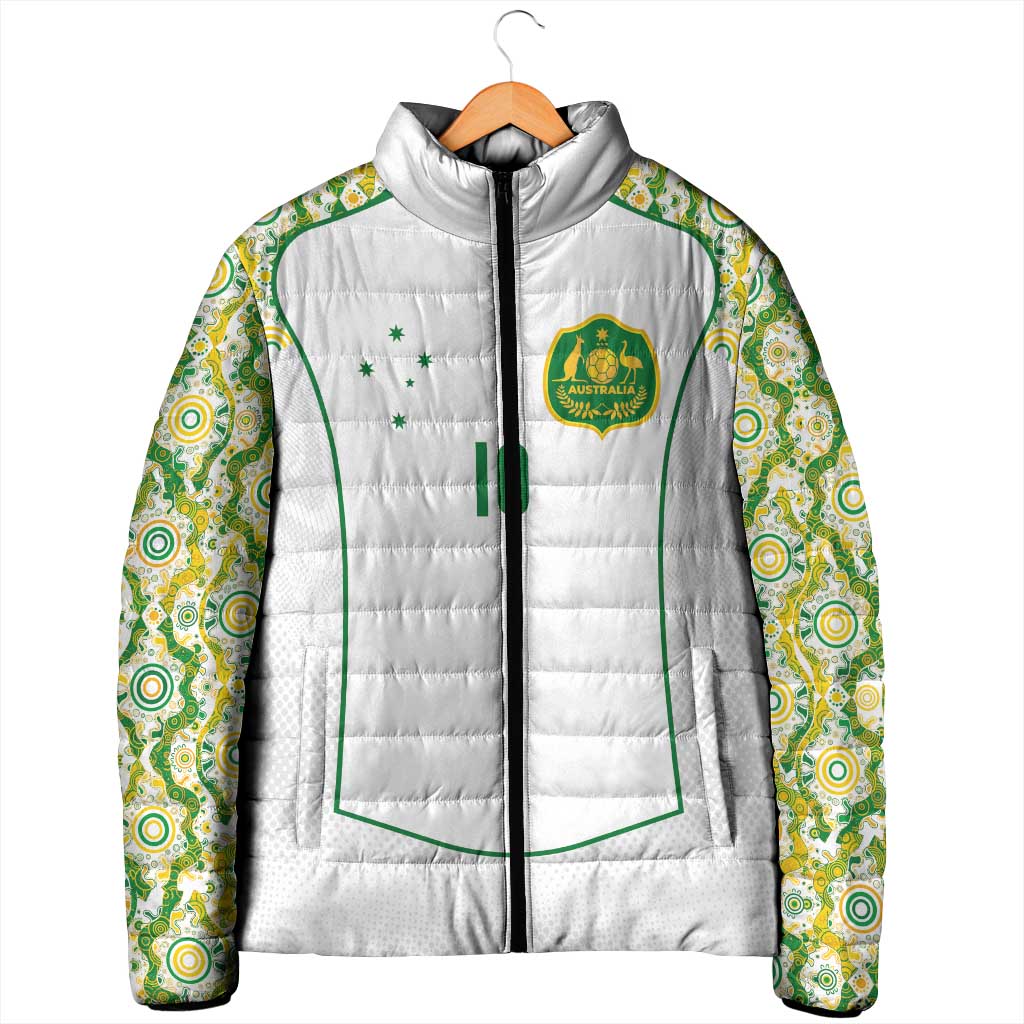 Custom Australia Football Padded Jacket Aboriginal Pattern Sporty Style-White Color - Wonder Print Shop