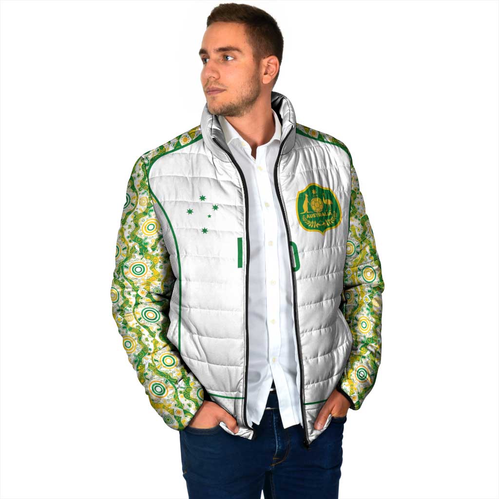 Custom Australia Football Padded Jacket Aboriginal Pattern Sporty Style-White Color - Wonder Print Shop