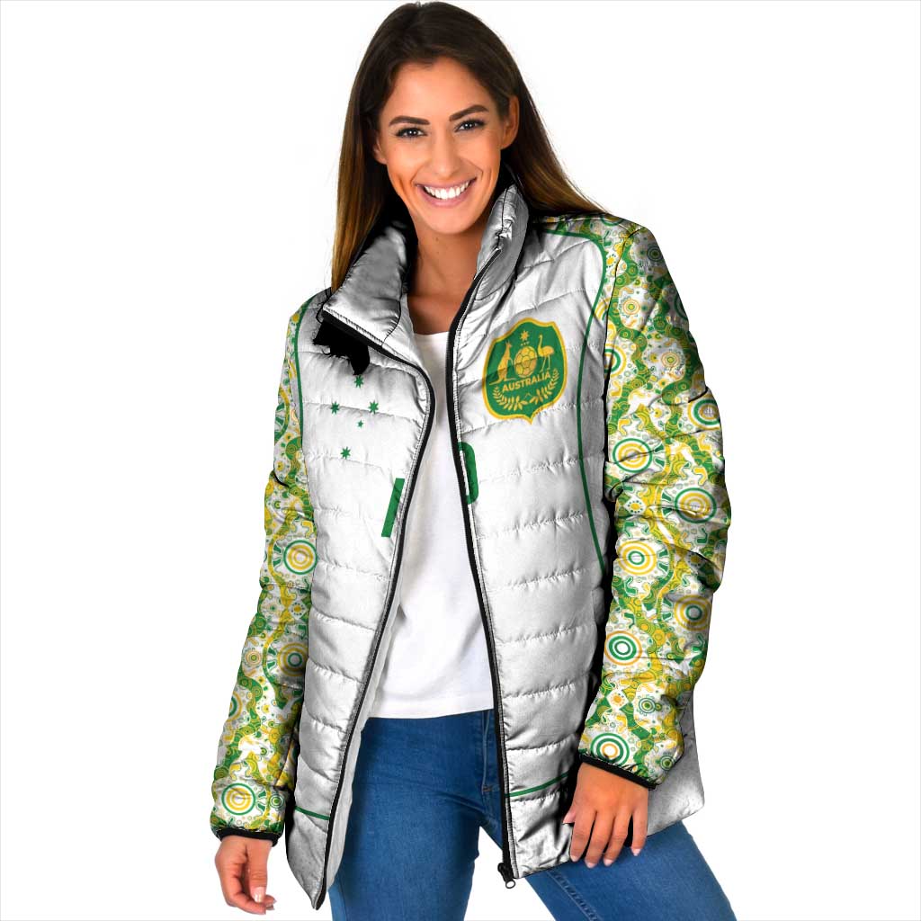 Custom Australia Football Padded Jacket Aboriginal Pattern Sporty Style-White Color - Wonder Print Shop