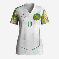 Custom Australia Football Scrub Top Aboriginal Pattern Sporty Style-White Color - Wonder Print Shop