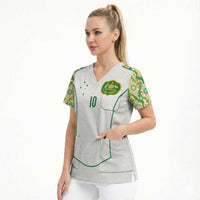 Custom Australia Football Scrub Top Aboriginal Pattern Sporty Style-White Color - Wonder Print Shop