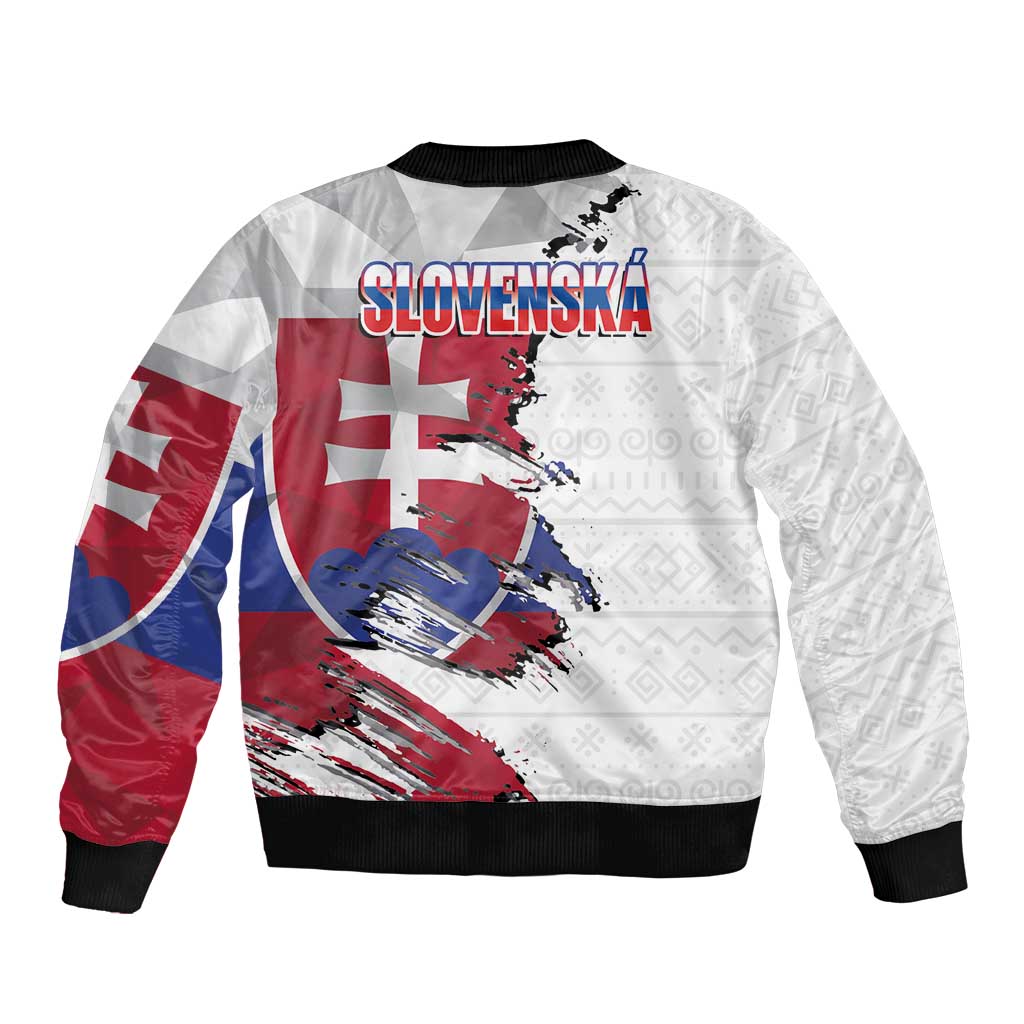Slovakia Bomber Jacket Flag Grunge Half Style with Slovak Pattern