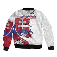 Slovakia Bomber Jacket Flag Grunge Half Style with Slovak Pattern