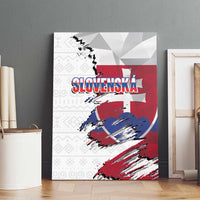 Slovakia Canvas Wall Art Flag Grunge Half Style with Slovak Pattern