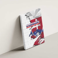 Slovakia Canvas Wall Art Flag Grunge Half Style with Slovak Pattern