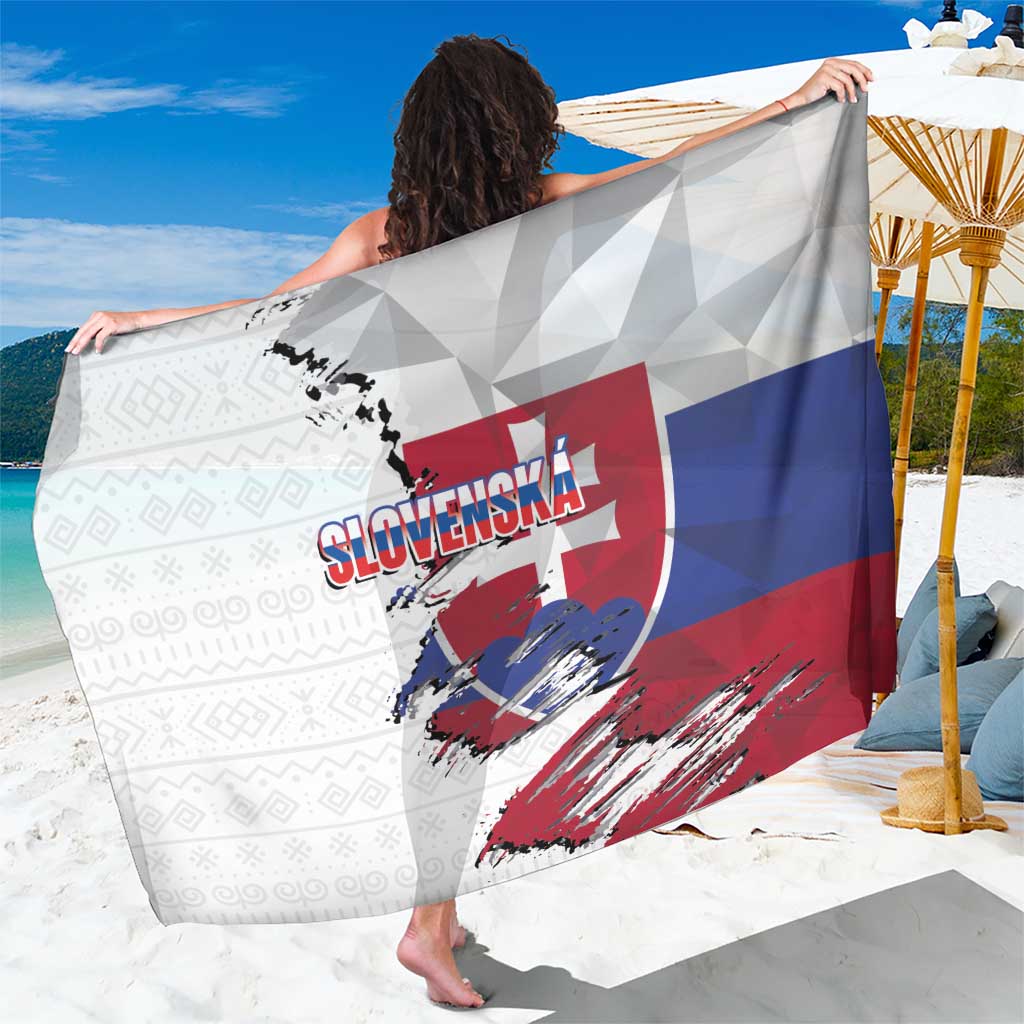 Slovakia Sarong Flag Grunge Half Style with Slovak Pattern