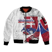 Slovakia Sleeve Zip Bomber Jacket Flag Grunge Half Style with Slovak Pattern