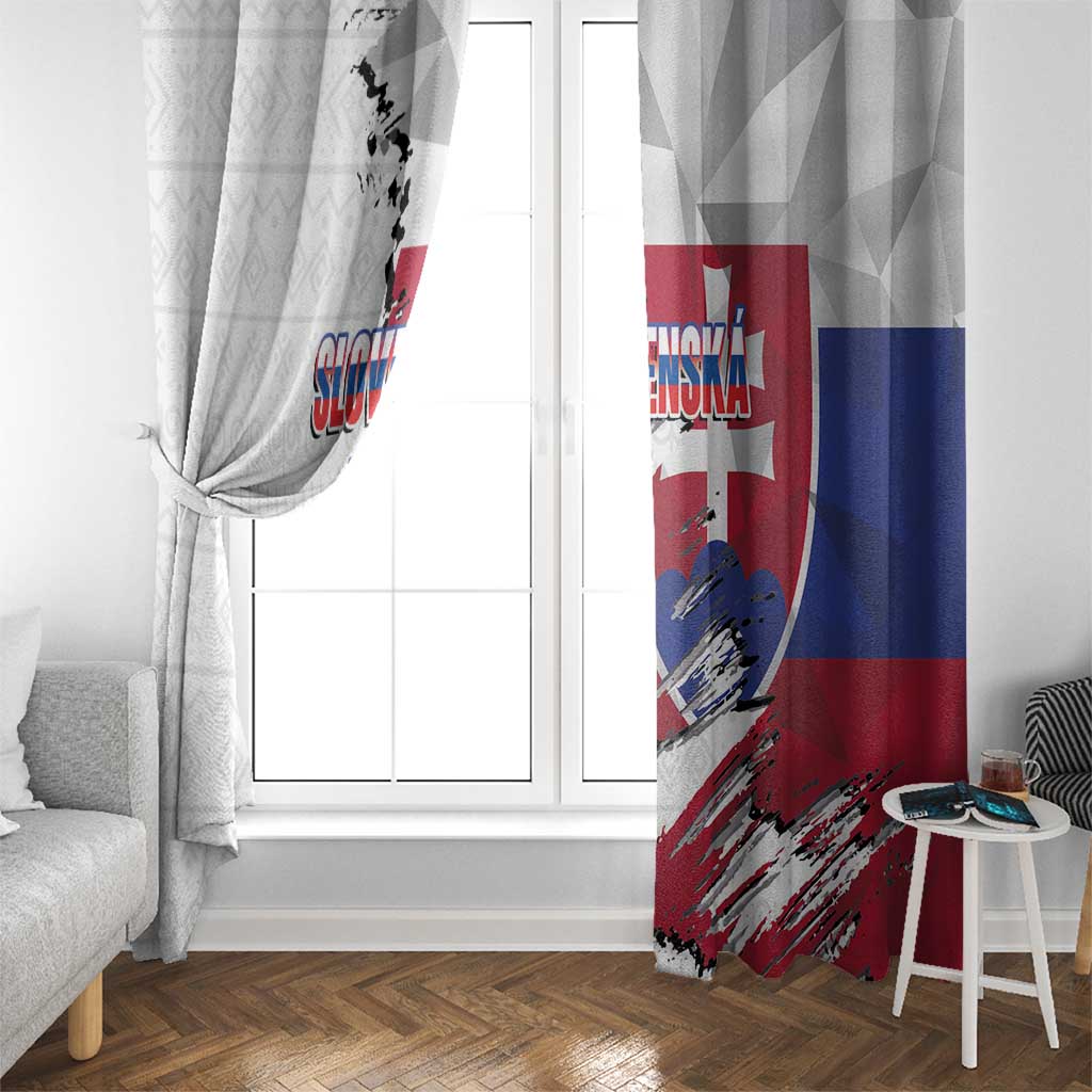 Slovakia Window Curtain Flag Grunge Half Style with Slovak Pattern