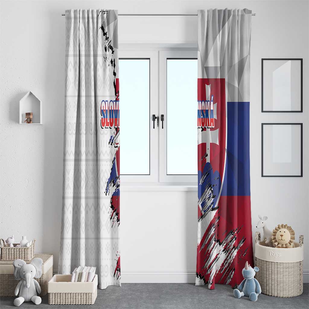 Slovakia Window Curtain Flag Grunge Half Style with Slovak Pattern
