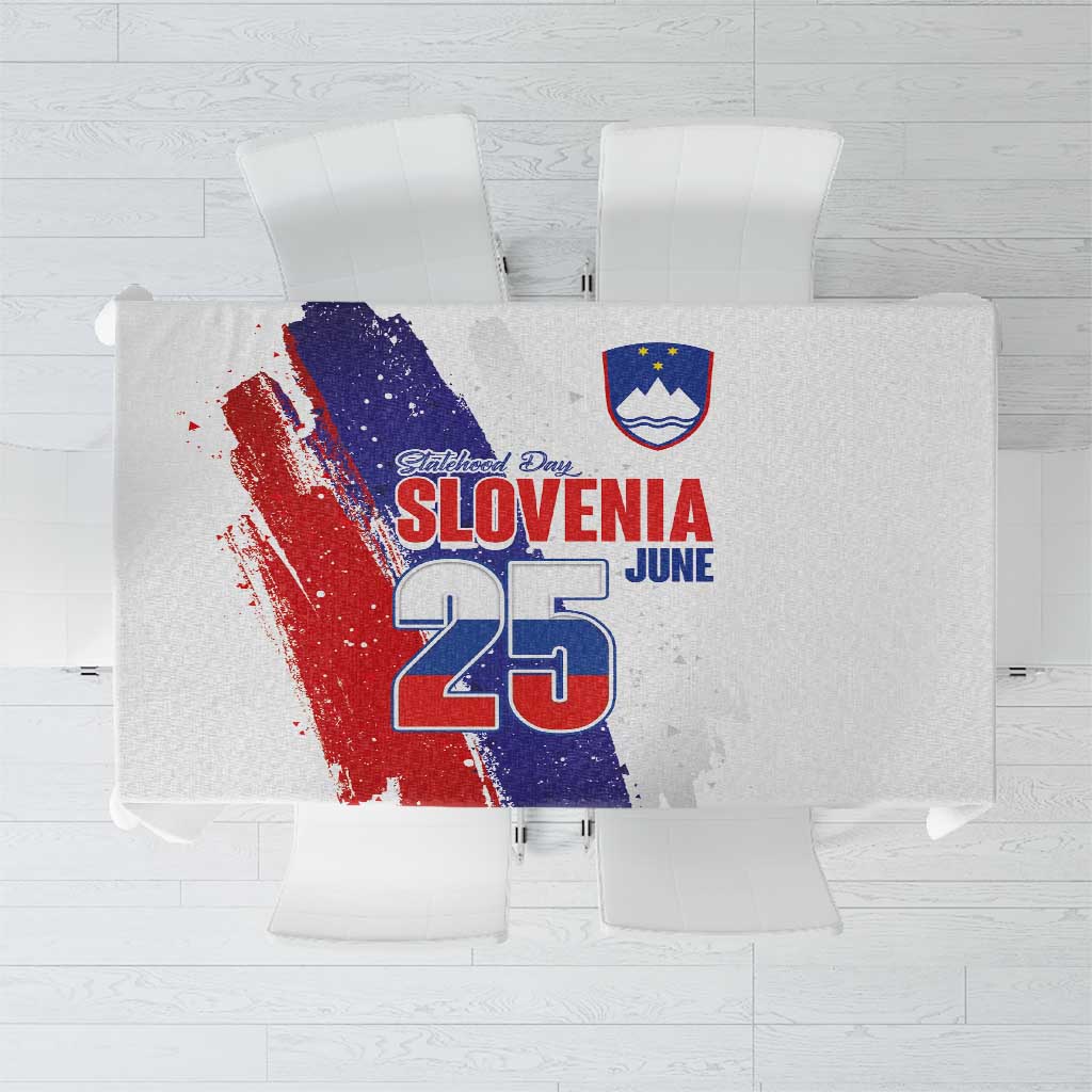 Slovenia Statehood Day Tablecloth 25 June National Flag Color Brush Stroke Style