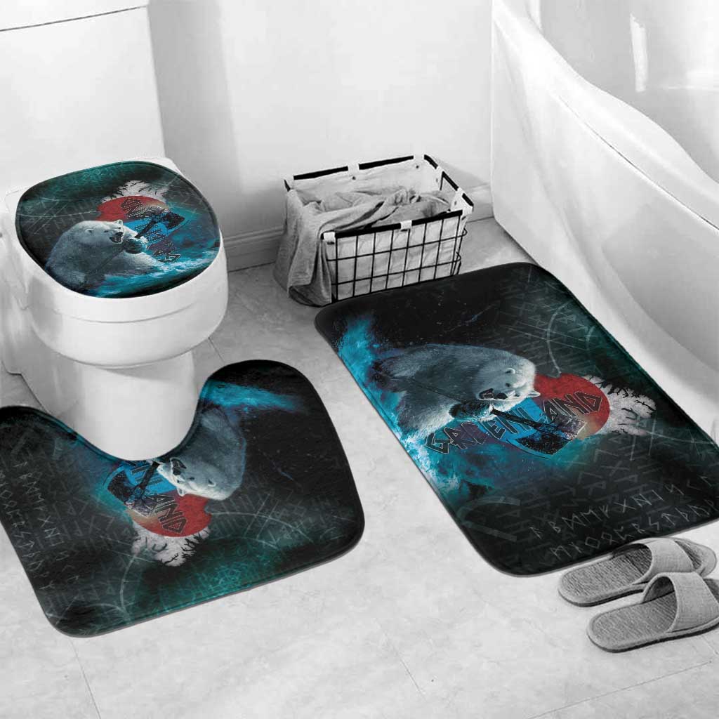 Greenlandic Polar Bear Warrior Bathroom Set Nordic and Runes Style - Wonder Print Shop
